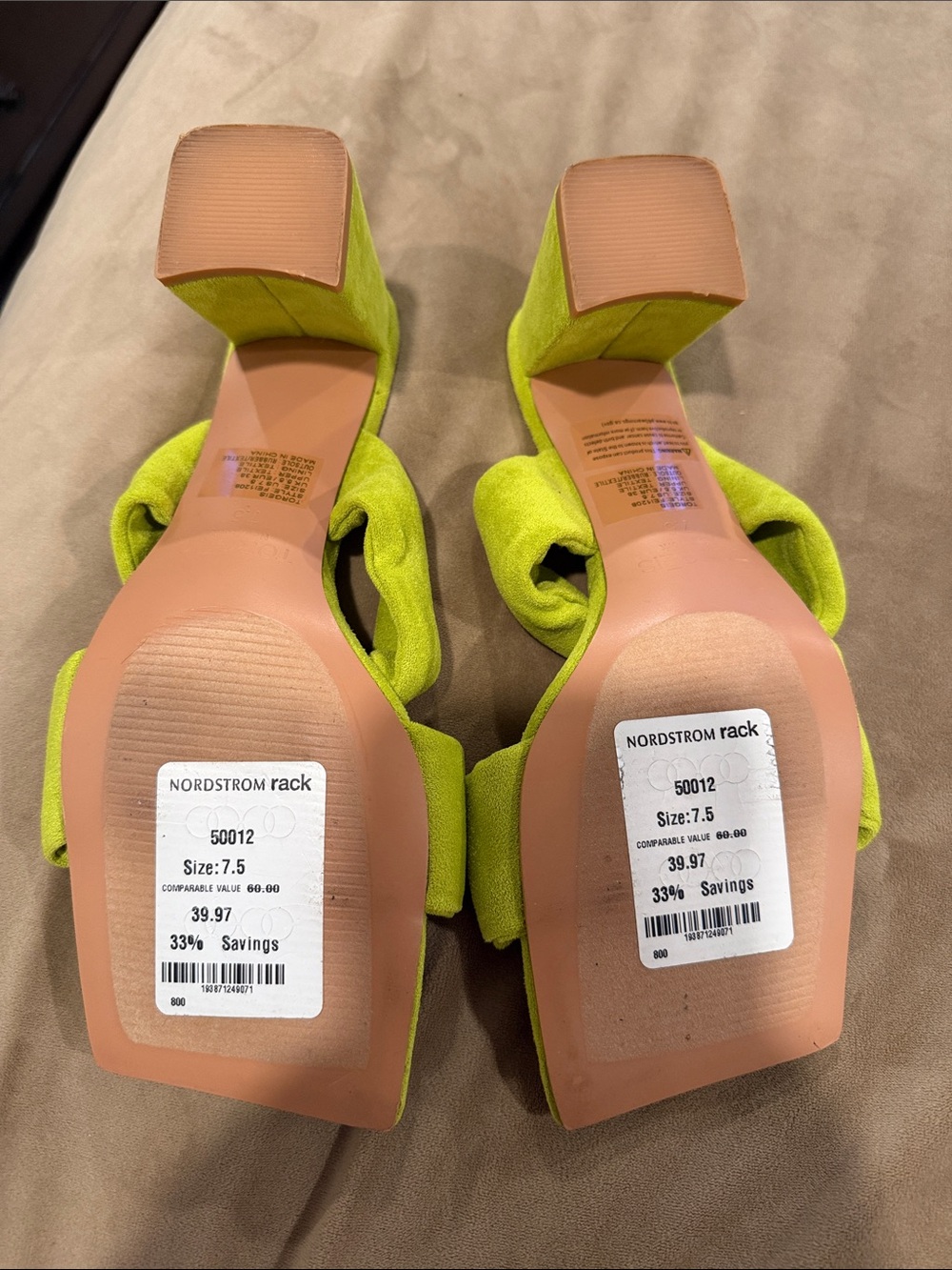 Torgeis Lime Green Knotted Slide Mules - Picture 2 of 4